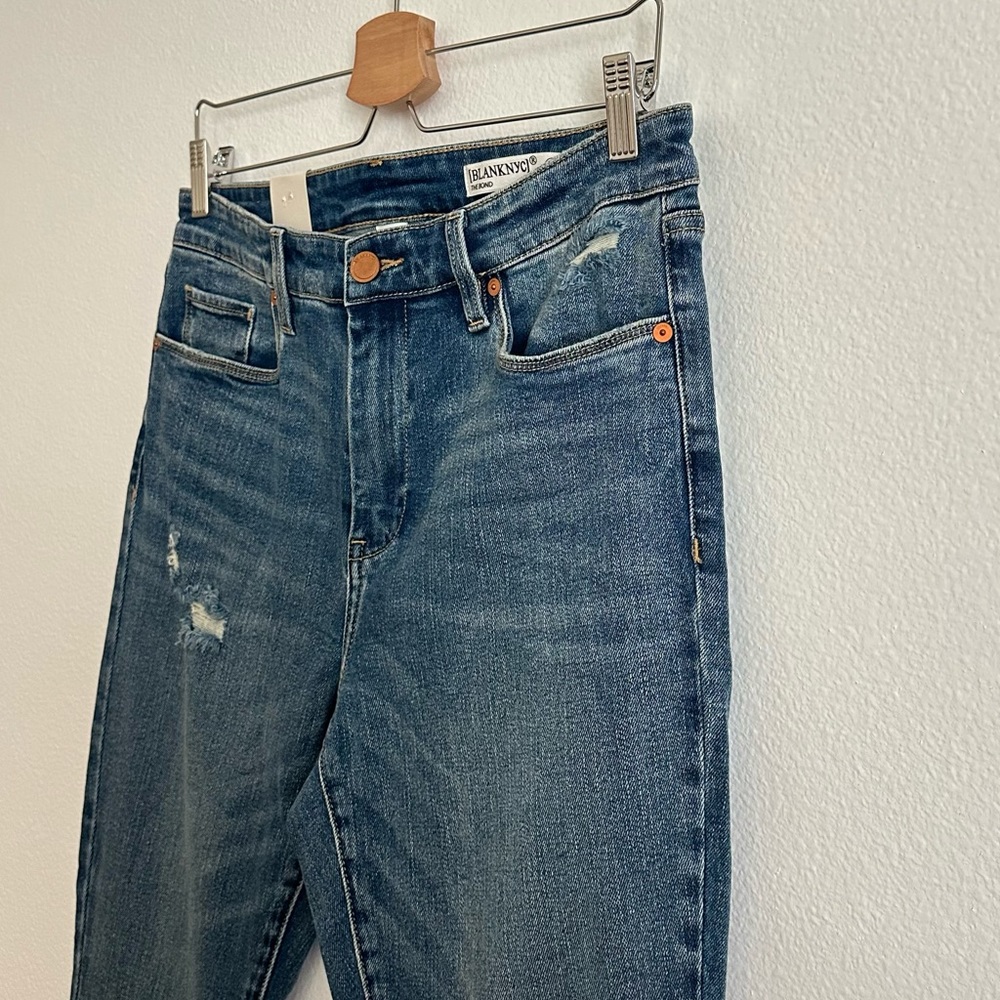 Blank NYC Blue Mid-Rise Skinny Organic Cotton Raw Hem Denim Jeans Size 30 - Picture 6 of 13